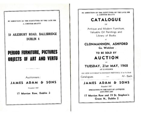 The Properties of Sir A. Chester Beatty

Co's Wicklow & Dublin: House Sale Catalogues: Clonmannon Ashford Co. Wicklow .. Exec