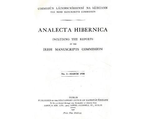 Periodical: Irish Manuscript Commission - Analecta Hibernica, NO. 1 - No. 40 (unbroken) together 4 vols. 8vo D. 1930 - 2007. 