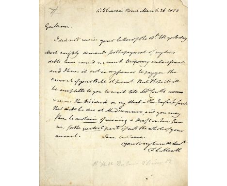 Bishops of Meath

Co. Meath: Two original A.L.s. as follows:

*  Letter of Thomas Lewis O'Beirne (Bishop of Meath 1798 - 1823