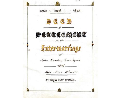 Co. Kilkenny: Manuscript: Jones of Mulinabro, Kilmacow, Co. Kilkenny. Deed of Settlement on the Inter-marriage of John Hawhey