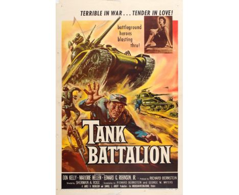 Original vintage movie poster for a Tank Battalion (also known as Korean Attack). This is a 1958 war film directed by Sherman