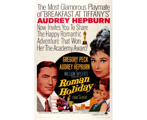 Original vintage movie poster for the re-release of the American Romantic comedy Roman Holiday, directed by William Wyler and