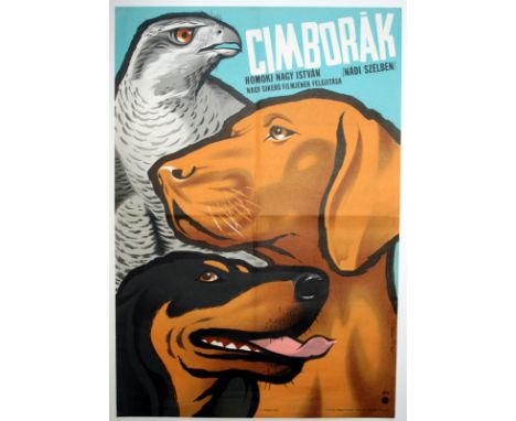 Cinema Posters Cimborak - Nadi szelben. Original vintage movie poster featuring a pair of dogs and a hawk for a Hungarian fil