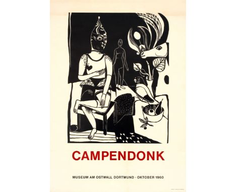 Original vintage poster promoting an art exhibition of works by the painter and graphic designer Heinrich Campendonk (1889-19
