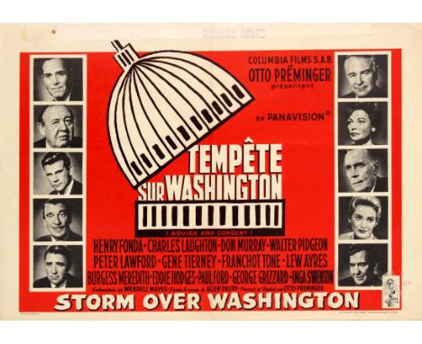 Original vintage movie poster for the Belgian release of the classic American political drama film Advise &amp; Consent based