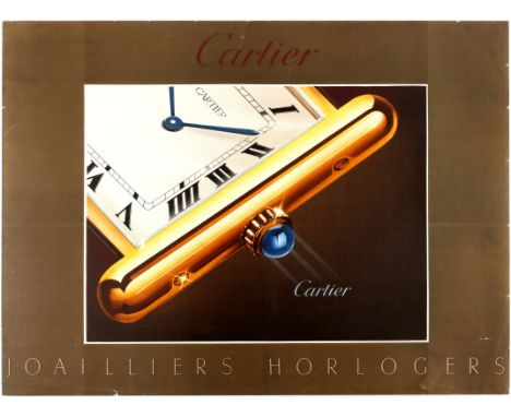 Original vintage lithograph advertising poster Cartier Watch Jewellery Watchmakers since 1847 ( Joailliers Horlogers Depuis 1