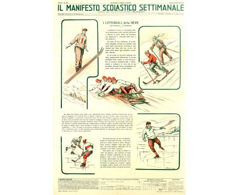 Original vintage sports propaganda poster - Manifesto Scolastico - The School Week Poster 26 January-3 February 1935 publishe