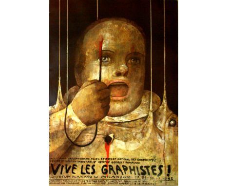 Original vintage advertising poster: Vive les Graphistes! Exhibition organised by the Centre Georges Pompidou at the Poster M