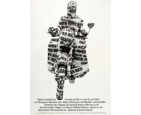 Original vintage advertising poster for an exhibition at the Klingspor Museum in Offenbach Germany presenting the work of Han