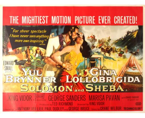 Original vintage movie poster for the UK release of Solomon and Sheba, a 1959 American epic historical romance film directed 