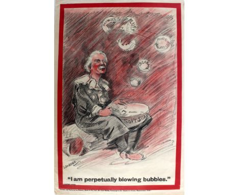 Propaganda Posters UK Elections Blowing Bubbles Lloyd George. Original vintage poster featuring a cartoon image of David Lloy