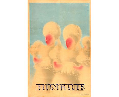 Original vintage travel advertising poster for Hungary / Hongrie featuring an image by the notable Hungarian poster artist Gy