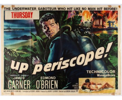 Original vintage movie poster for the UK release of Up Periscope, a 1959 World War II film drama directed by Gordon Douglas a