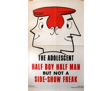Original vintage poster issued by the Boy Scouts of America (founded 1910) with a message for bringing up teenagers: The adol