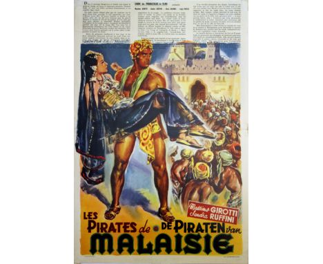 Original vintage movie poster for the 1941 Italian film, Pirates of Malaysia (I pirati della Malesia / Les Pirates de Malaisi