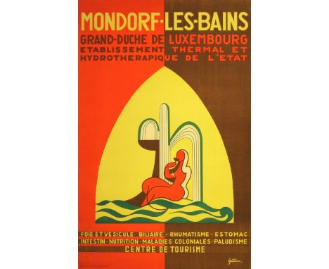 Original vintage travel advertising poster for Mondorf-les-Bains, Luxembourg - thermal spa and hydrotherapeutical centre of t