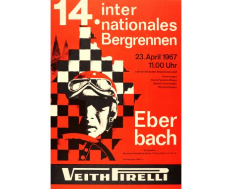 Original vintage car racing poster for the 14 Internationales Bergrennen Eberbach / Eberbach Hill Climb on 23 April 1967. Dyn