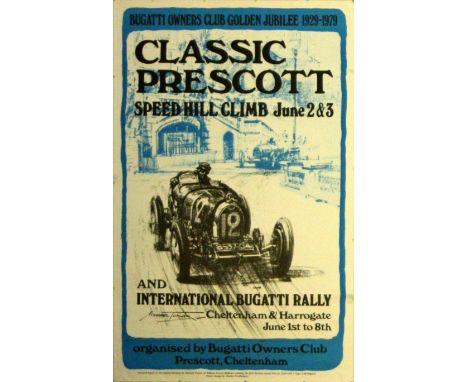 Original vintage poster: Bugatti Classic Prescott, Speed Hill Climb, June 2 &amp; 3, Bugatti Owners Club Golden Jubilee 1929-
