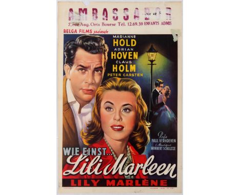 Original vintage film poster for a Belgian release of a German movie Like Once Lili Marleen.  "Lili Marleen" (also spelled "L