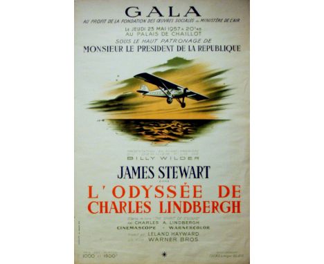 Original vintage advertising poster: Odyssey of Charles Lindbergh - Charity Gala of the Ministry of Air with a presentation o