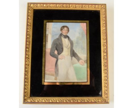 A three quarter length miniature portrait of a Victorian gentleman, Gilbert Wood son of Ann Wood, May Snowdon great uncle of 