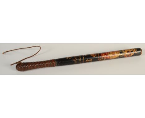 A George IV truncheon painted with the royal coat of arms above 'G. IV R.' and the wording 'Police Office St Marylebone 2' an