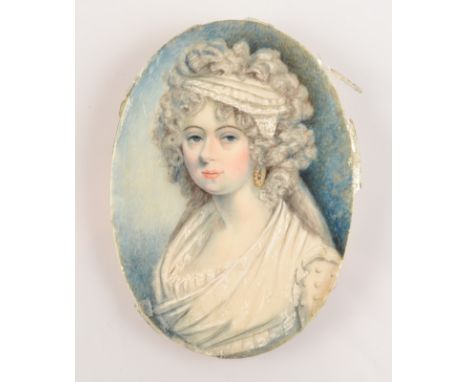 A portrait miniature of a beauty in the manner of Gainsborough.