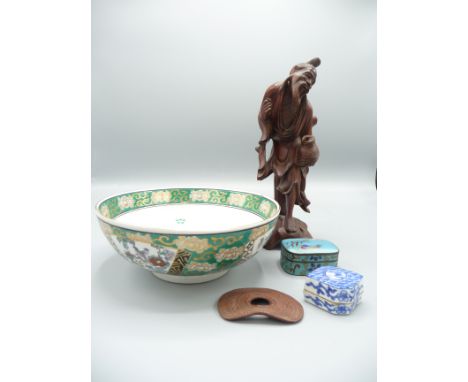 A Japanese cloisonne enamel, rounded rectangular box decorated with a swimming duck and reeds on a blue ground, the sides wit