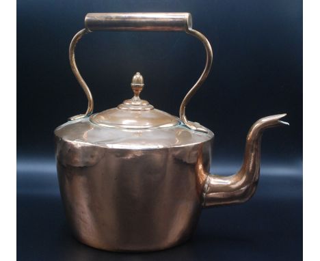 A large Victorian copper kettle with an acorn finial, height 31.5cm.