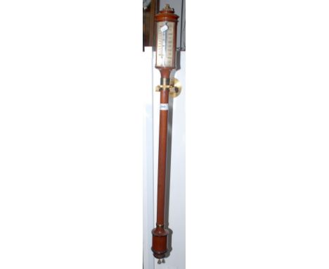 I. Blatt, Brighton, a 20th century mahogany stick barometer with a silvered dial and brass gimbal mount, length 95cm. 