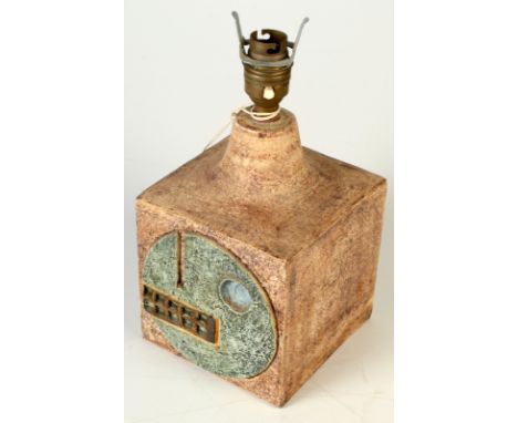 A Troika cube table lamp, two sides with incised geometric designs, height 23cm.    Condition report:  No condition issues no
