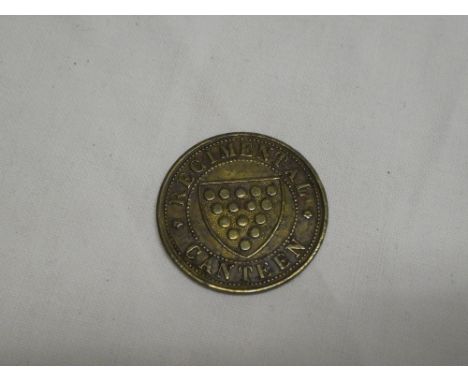 A 32nd Regiment Cornwall Light Infantry brass Regimental canteen token