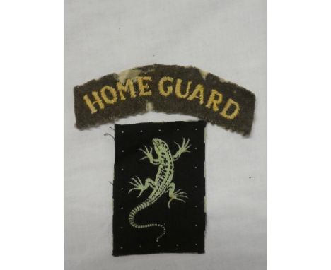 An original Second War Cornwall Home Guard patch of The Lizard Home Guard with title