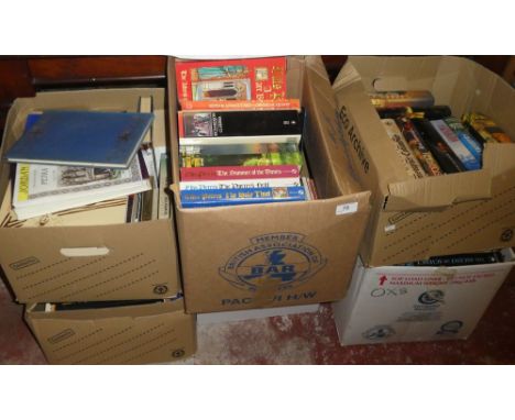 Six boxes of various history related volumes including The Memoirs of Christopher Columbus; The Saxon Tapestry; The Autobiogr