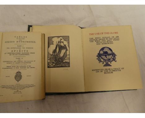 The Use of Globe - The First Voyage of Sir Francis Drake by Sea, reprinted from a tract of 1594, signed wood block print plat