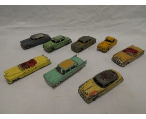 Dinky Toys - Eight various cars including No. 192 Desoto Fireflite; No. 131 Cadillac El Dorado; Jaguar, Studebaker, Hudson an