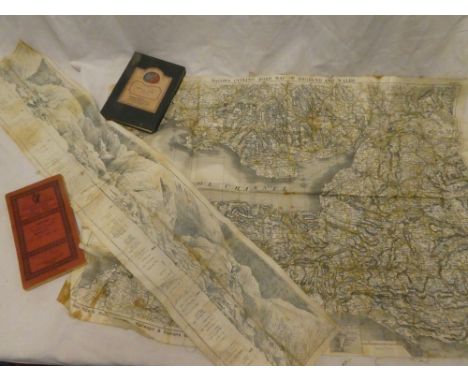 A linen backed folding pocket map of the British Isles - Rainfall and Temperature by Edward Stanford Limited; silk panoramic 