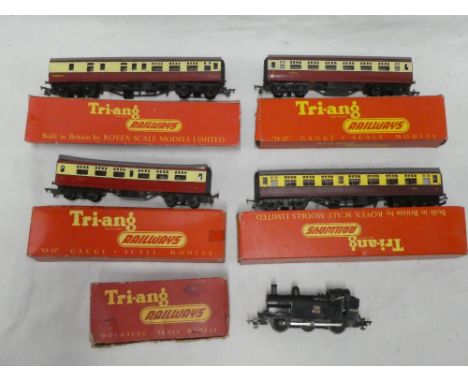 Triang OO gauge - 0-6-0 tank engine in original box together with four boxed coaches