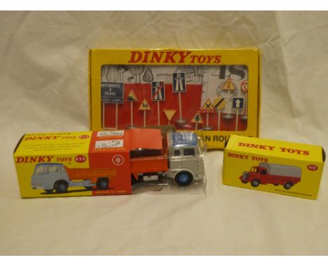 Two modern mint and boxed Dinky vehicles including 435 Bedford tipper and 413 Austin covered wagon and a modern French Dinky 