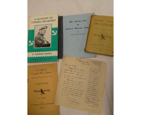 Nance (RM) A Glossary of Cornish Sea-Words 1963, dustjacket; English Cornish Dictionary, first edition 1934 and two others to