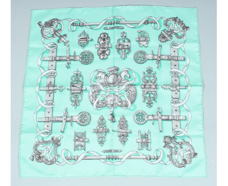 A HERMES SILK SCARF FERRONERIE 17ins x 17ins