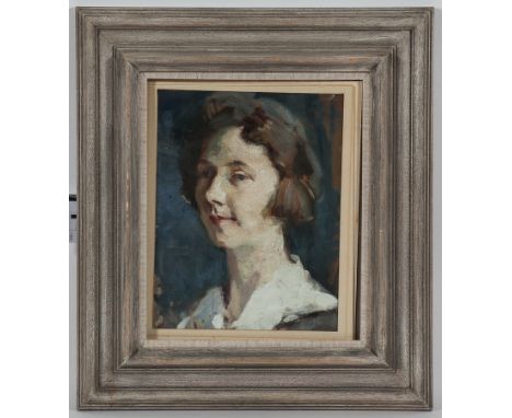 ROBERT GEMMELL HUTCHISON RSA RSW RBA ROI (SCOTTISH 1855 - 1936)
PORTRAIT OF NAN - ARTIST DAUGHTER
oil on canvas (unstretched)