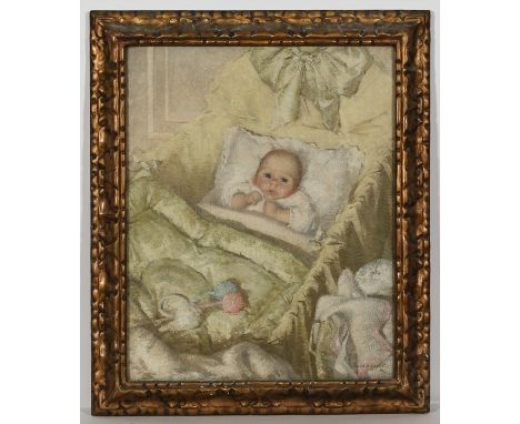 * DAVID SHANKS EWART (SCOTTISH 1901 - 1965),
PORTRAIT OF EVE AS A BABY 
oil on canvas, signed and dated '31
75cm x 60cm
Frame