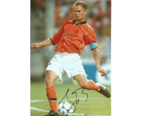 Football Frank de Boer 12x8 signed colour photo pictured in action for Holland. Franciscus Frank de Boer born 15 May 1970 is 