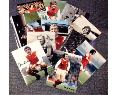 Arsenal Football collection 11 superb signed colour and black and white photos from some of the greats that played for the Gu