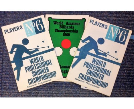 Billiards and Snooker collection three programmes includes two 1970 World Professional snooker championship programmes, Final