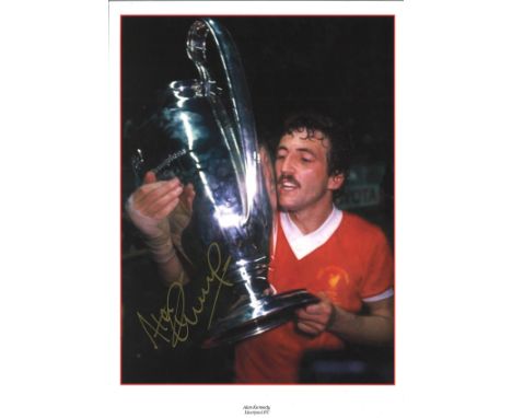 Football Alan Kennedy 16x12 signed colour photo pictured celebrating with the European cup while playing for Liverpool F. C. 