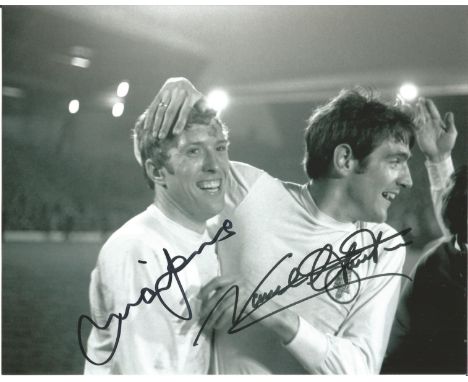 Football Mick Jones and Norman Hunter 8x10 signed black and white pictured celebrating while playing for Leeds United. Good C