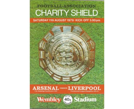 Football Vintage Programme Arsenal v Liverpool Charity Shield Charity Shield Wembley Stadium 11th August 1979. Good Condition