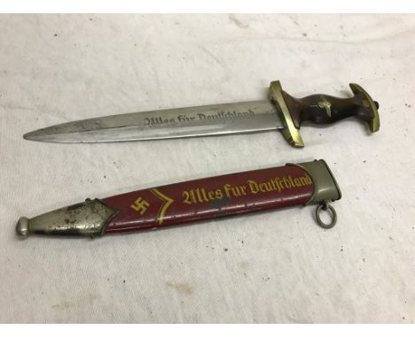 1938 Klittermann & Moog SA dress dagger with signed RZM marked blade (point missing and crack to the handle), with unusual pa